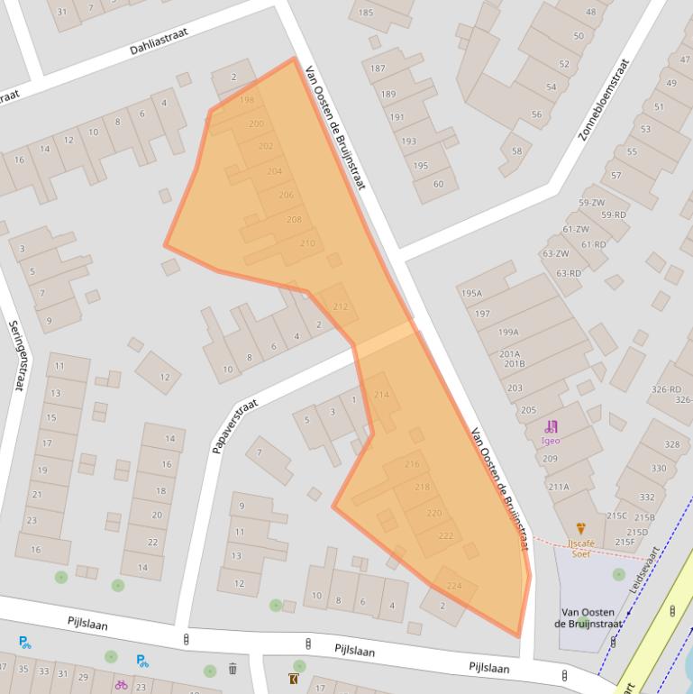 Kaart van postcodegebied 2014VT.