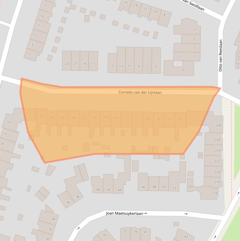Kaart van postcodegebied 2024BB.