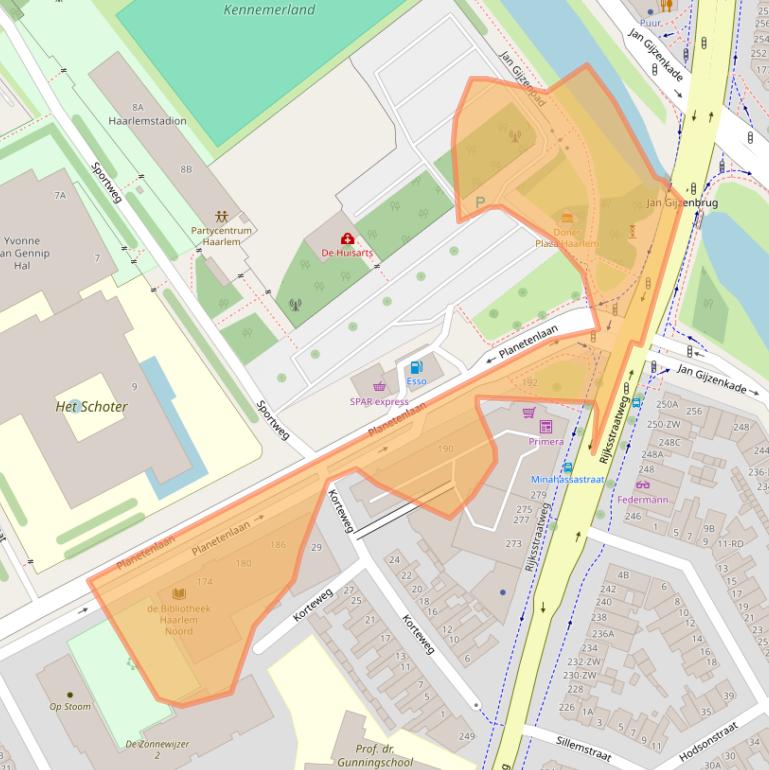 Kaart van postcodegebied 2024EX.