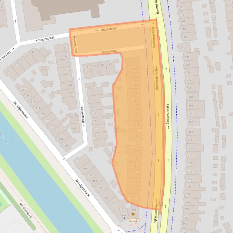 Kaart van postcodegebied 2025DA.