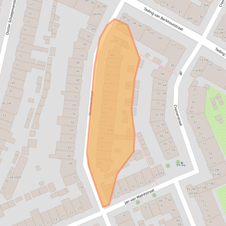 Kaart van postcodegebied 2032LB.