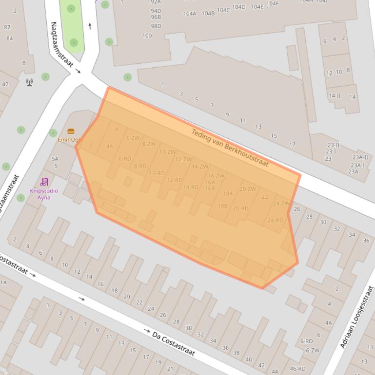 Kaart van postcodegebied 2032LL.