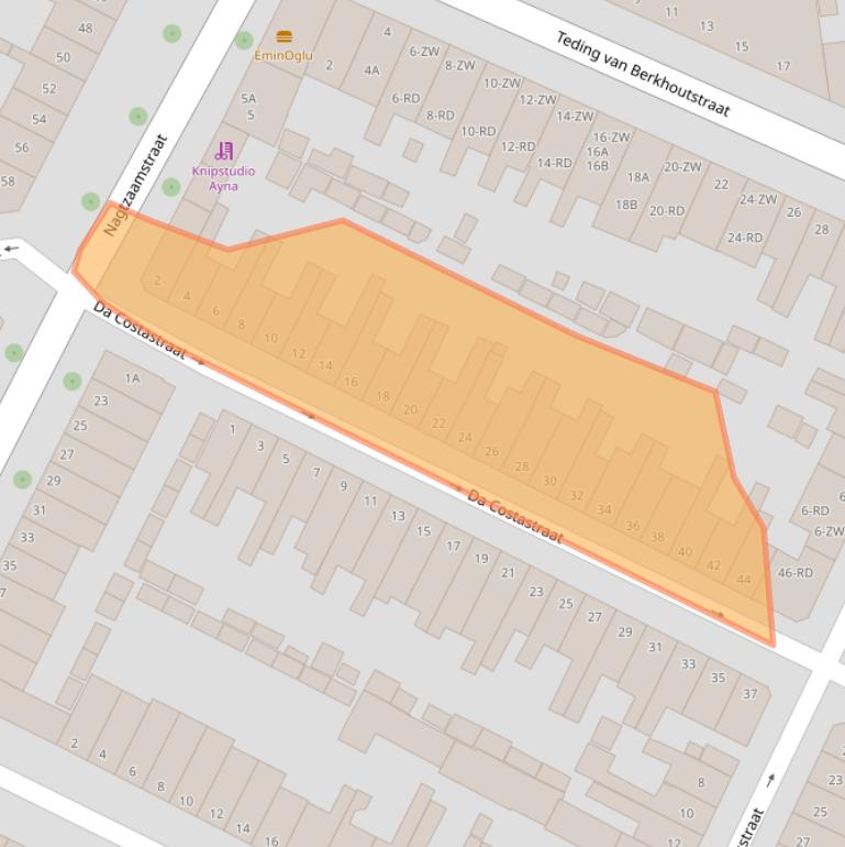 Kaart van postcodegebied 2032MH.