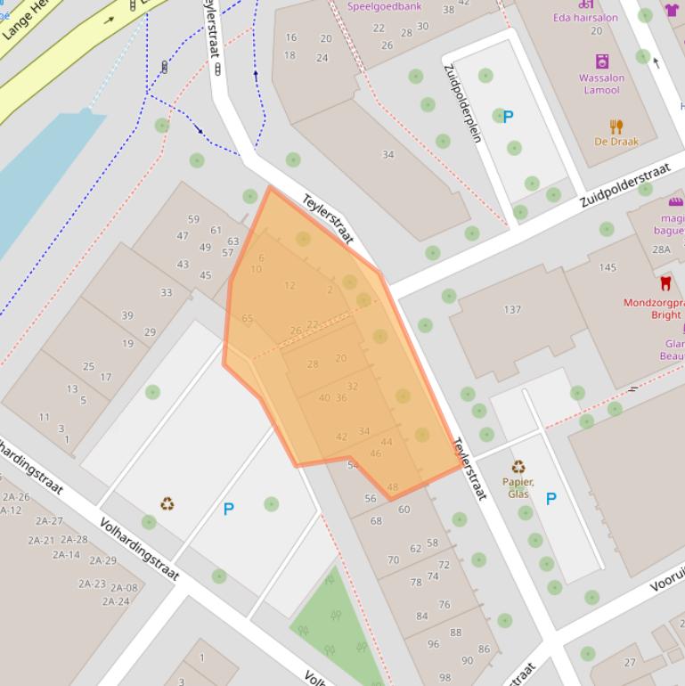 Kaart van postcodegebied 2032SR.