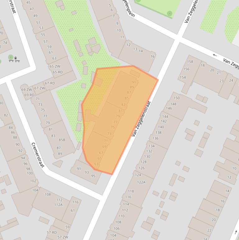 Kaart van postcodegebied 2032WG.