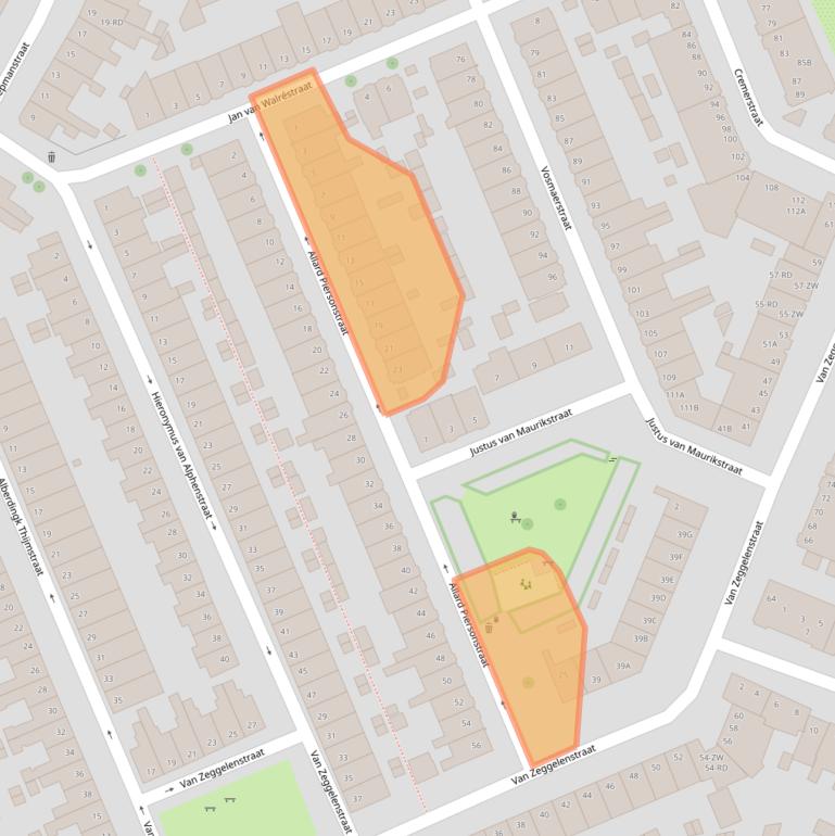Kaart van postcodegebied 2032XP.