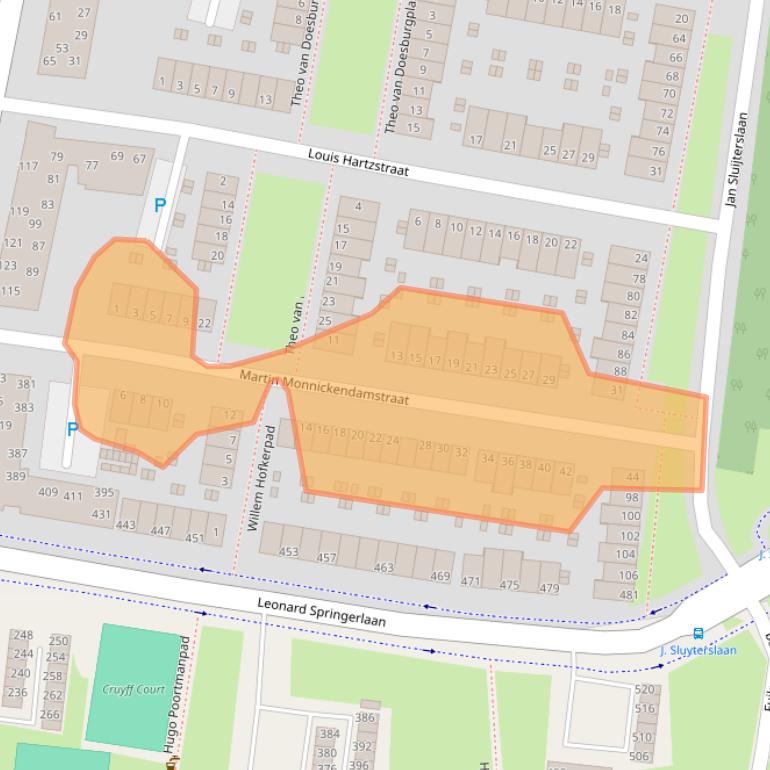 Kaart van postcodegebied 2033SN.