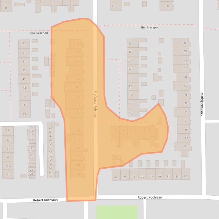 Kaart van postcodegebied 2035CS.