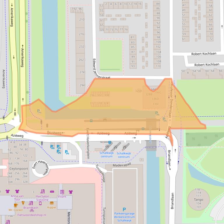 Kaart van postcodegebied 2035EW.