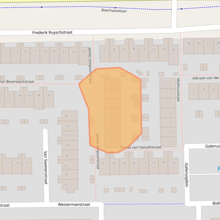 Kaart van postcodegebied 2035SL.