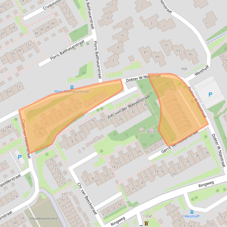 Kaart van postcodegebied 2064XD.