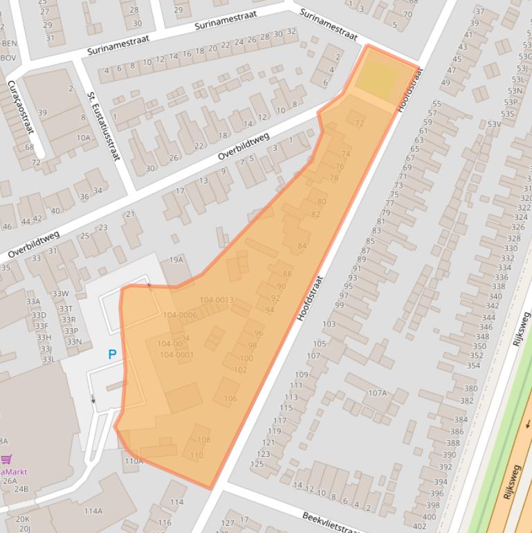 Kaart van postcodegebied 2071EK.