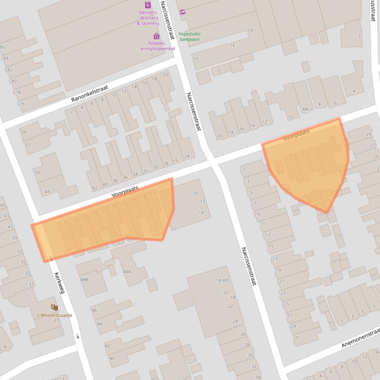 Kaart van postcodegebied 2071NJ.