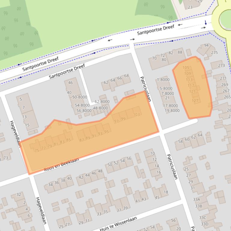 Kaart van postcodegebied 2071TC.