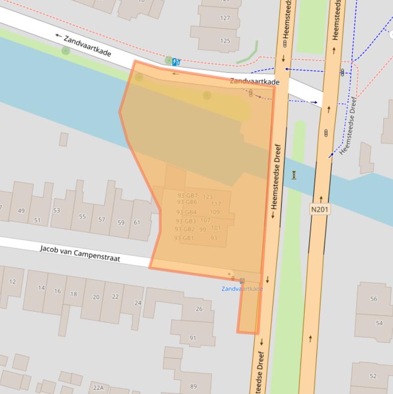 Kaart van postcodegebied 2101KB.