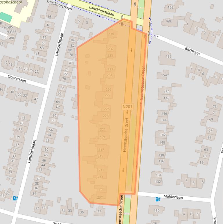 Kaart van postcodegebied 2101KG.