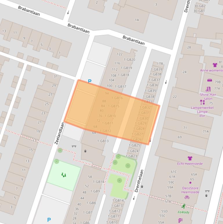 Kaart van postcodegebied 2101TP.