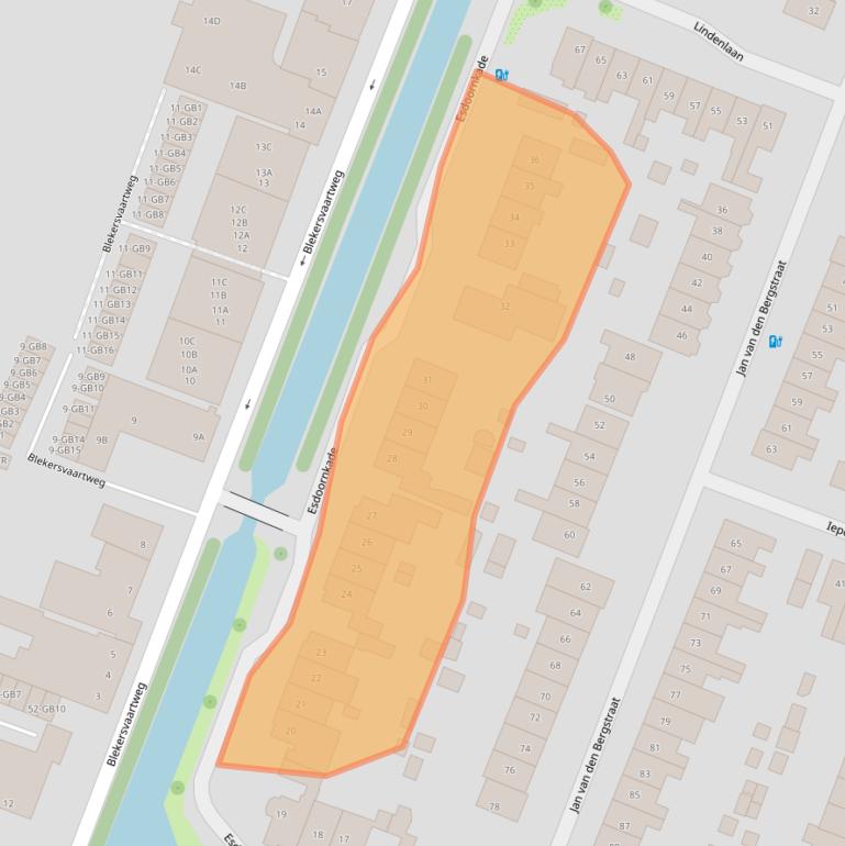 Kaart van postcodegebied 2101WP.