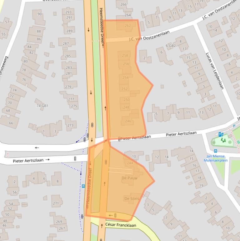 Kaart van postcodegebied 2102KT.