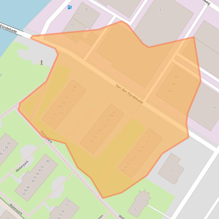 Kaart van postcodegebied 2102LE.