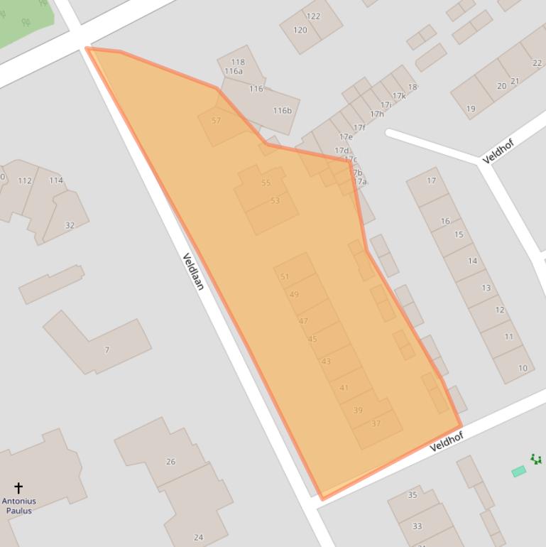 Kaart van postcodegebied 2111VM.