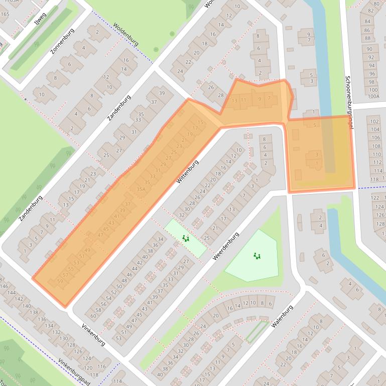 Kaart van postcodegebied 2135BC.