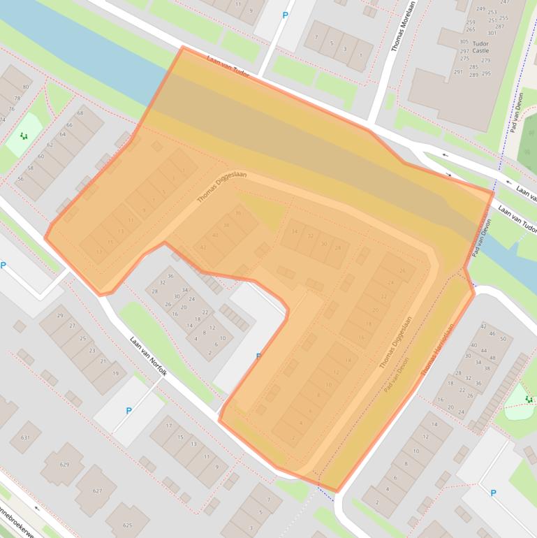 Kaart van postcodegebied 2135XE.