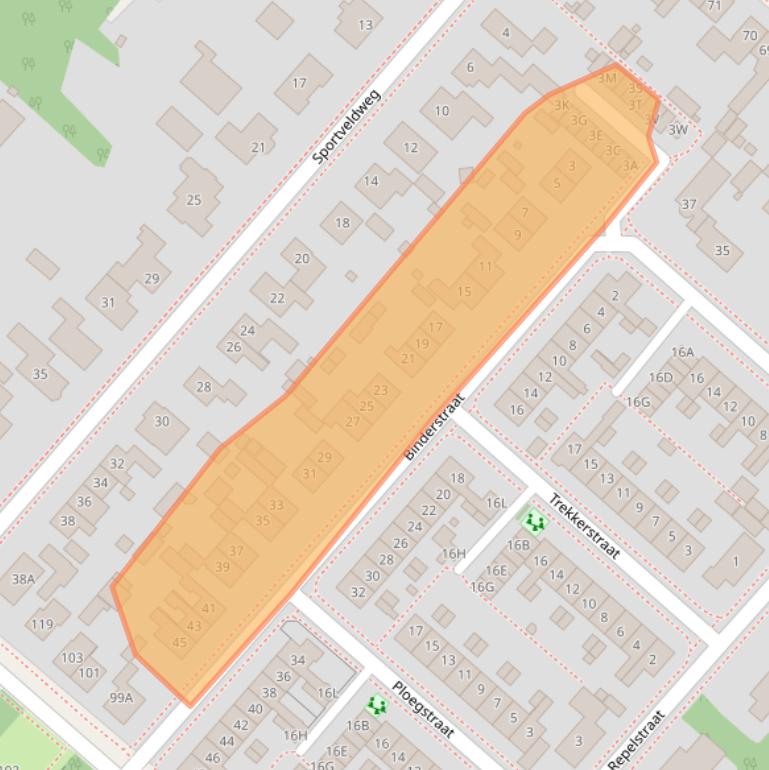 Kaart van postcodegebied 2151BJ.