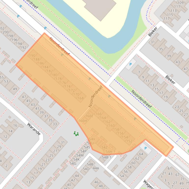 Kaart van postcodegebied 2152AB.