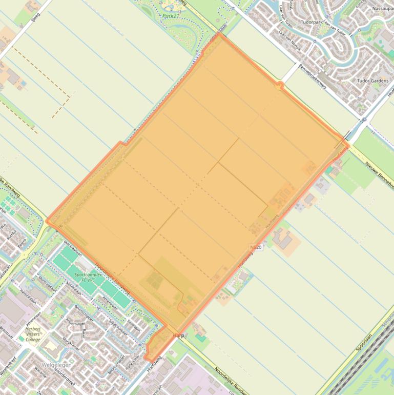 Kaart van postcodegebied 2152LJ.