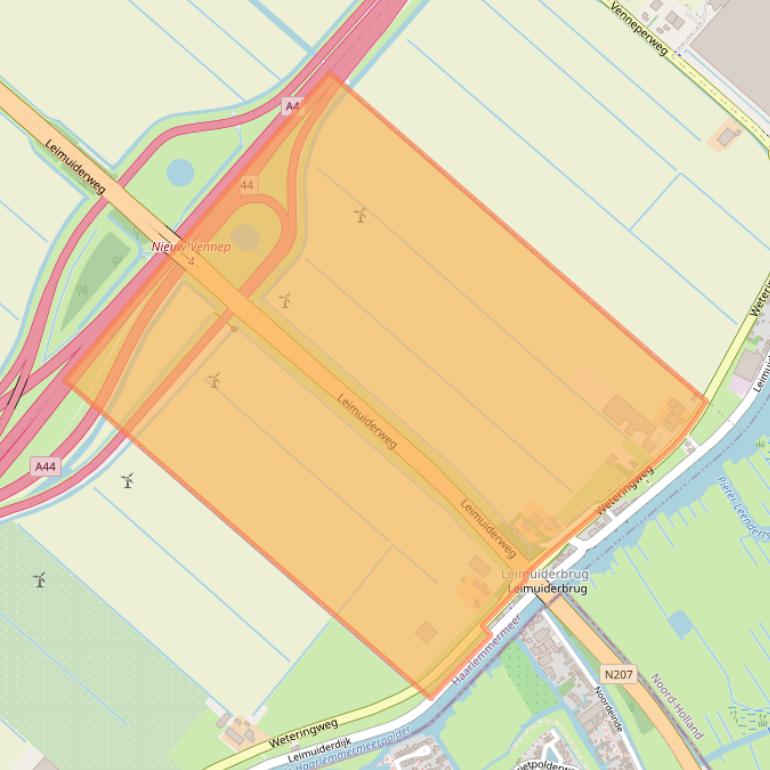 Kaart van postcodegebied 2155MV.