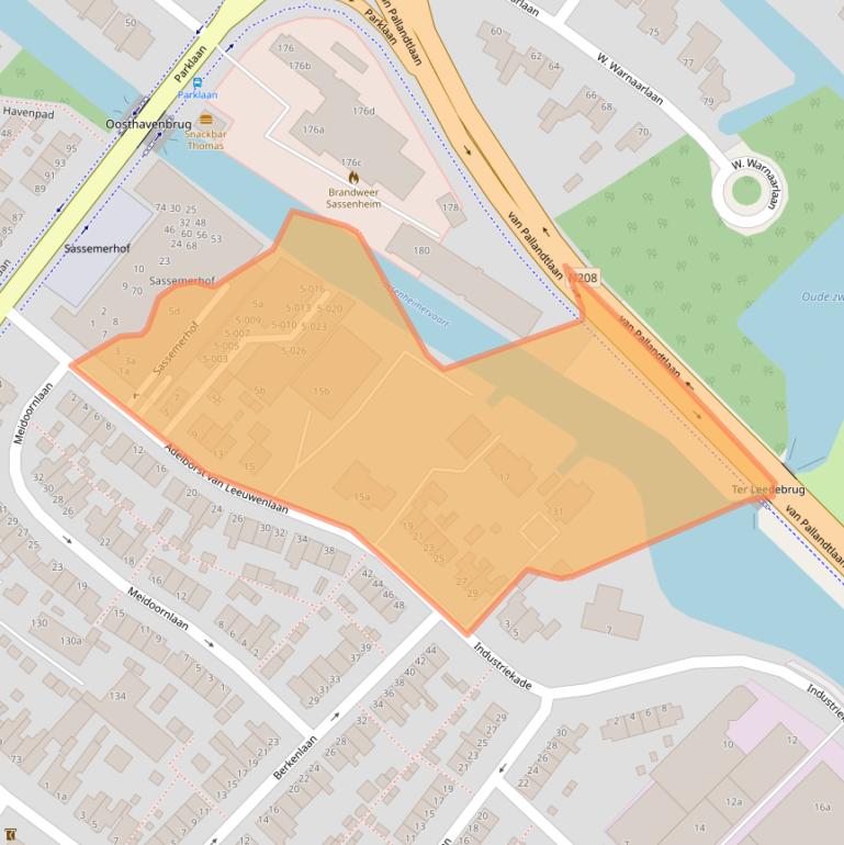 Kaart van postcodegebied 2172AA.