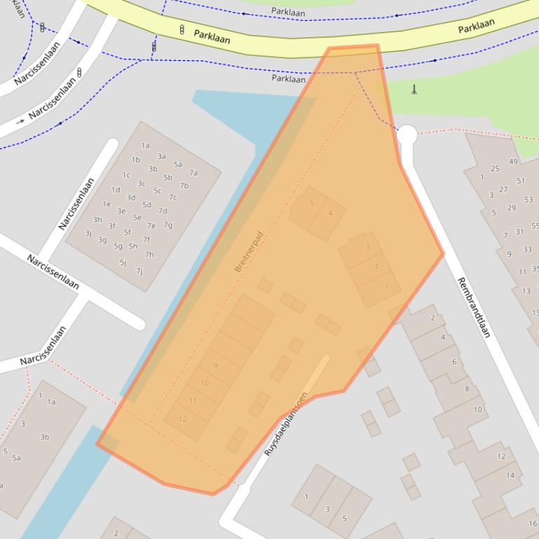 Kaart van postcodegebied 2172DM.