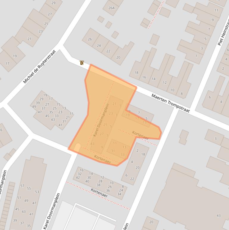 Kaart van postcodegebied 2182XT.