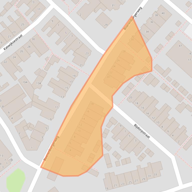 Kaart van postcodegebied 2201PP.