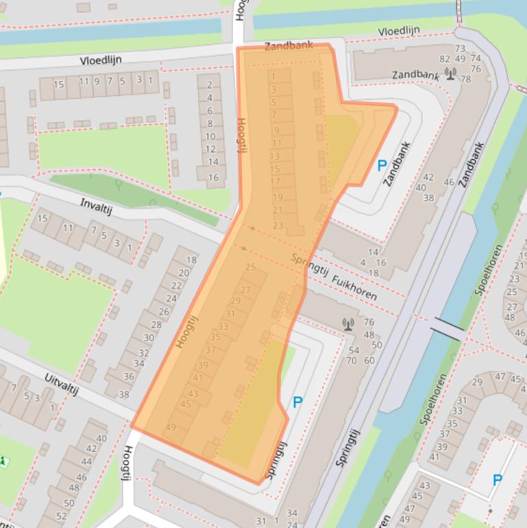 Kaart van postcodegebied 2201WB.