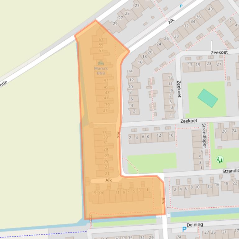 Kaart van postcodegebied 2201XL.