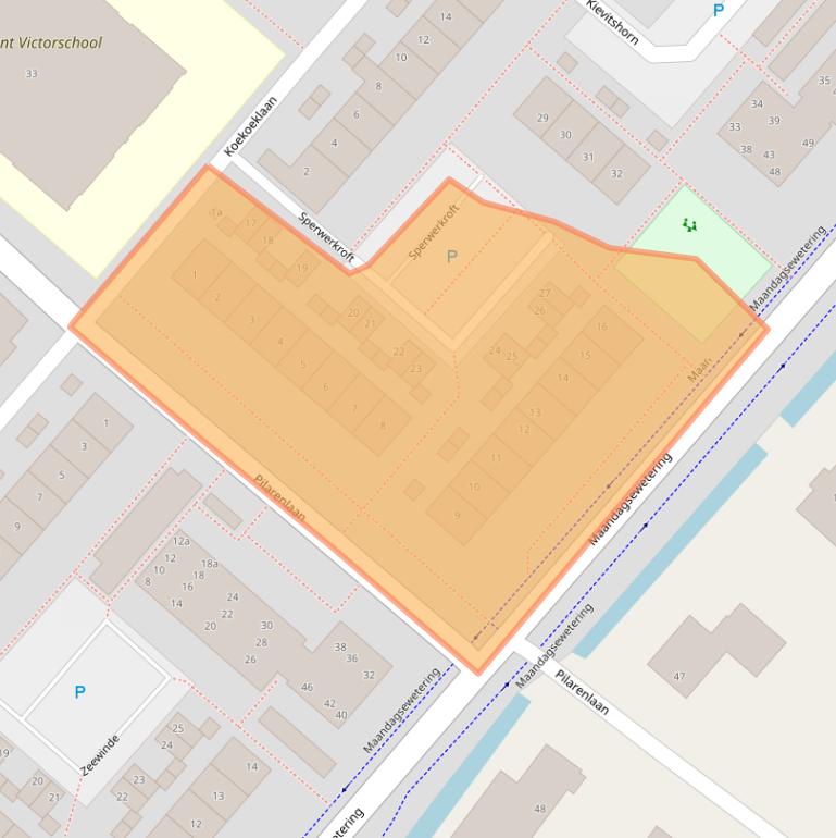 Kaart van postcodegebied 2211LN.