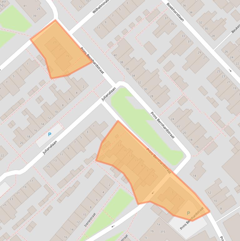 Kaart van postcodegebied 2215AT.