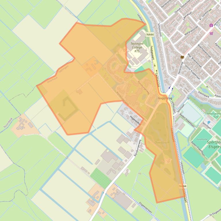 Kaart van postcodegebied 2215RA.