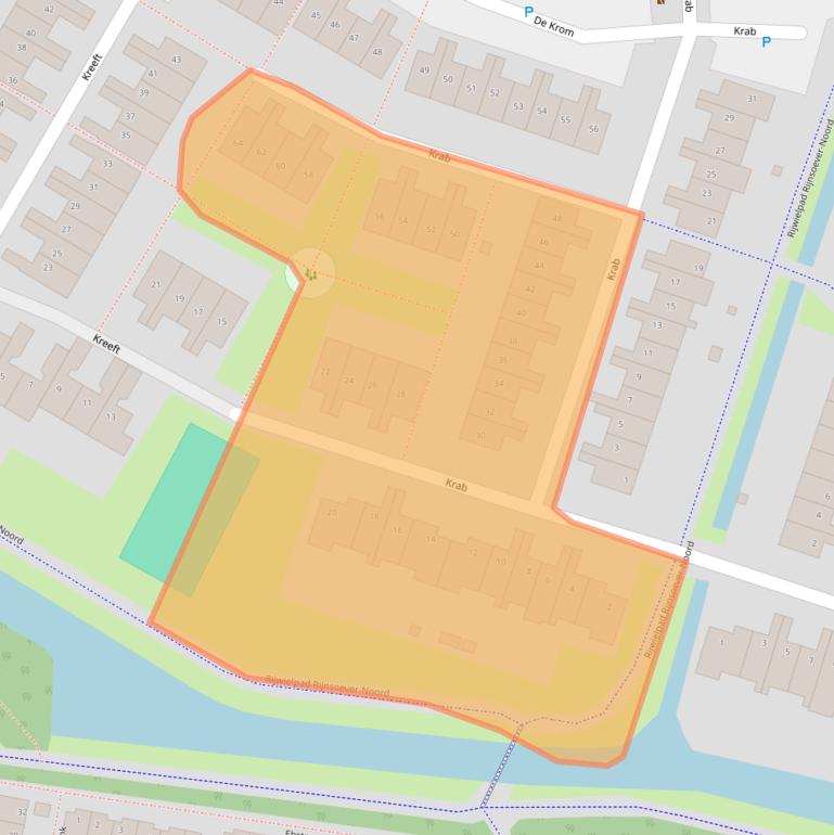 Kaart van postcodegebied 2221KW.