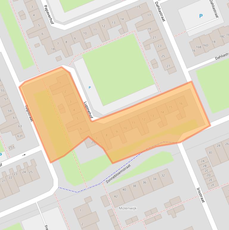 Kaart van postcodegebied 2223HM.