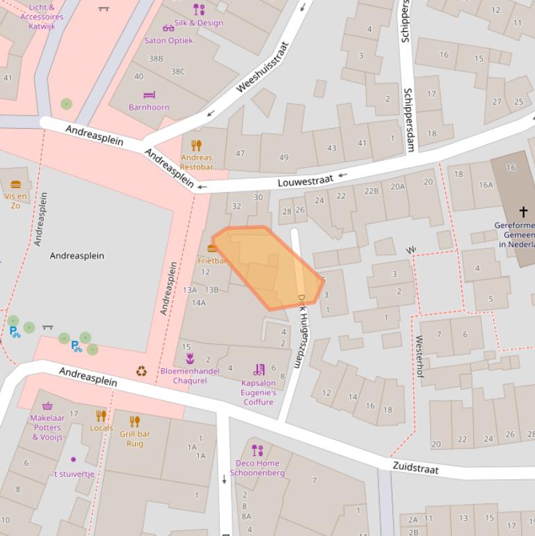 Kaart van postcodegebied 2225DV.