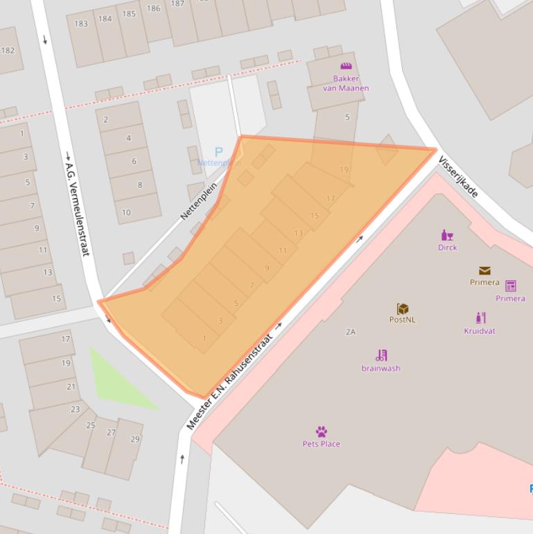 Kaart van postcodegebied 2225WB.