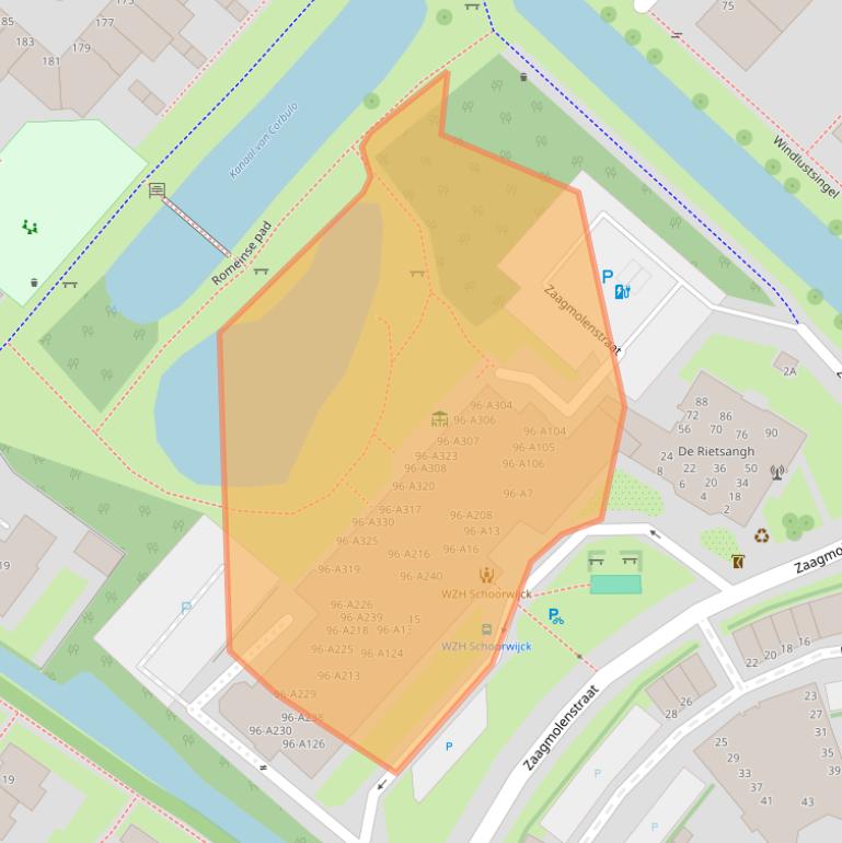 Kaart van postcodegebied 2265WZ.