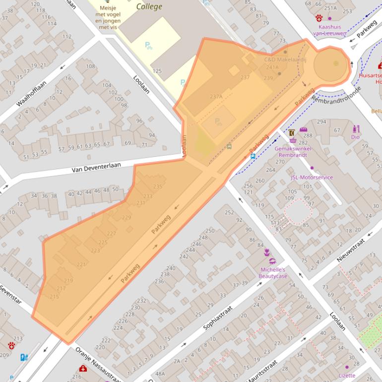 Kaart van postcodegebied 2271BB.