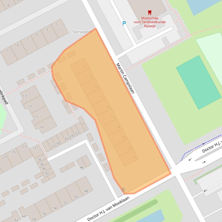 Kaart van postcodegebied 2286TJ.