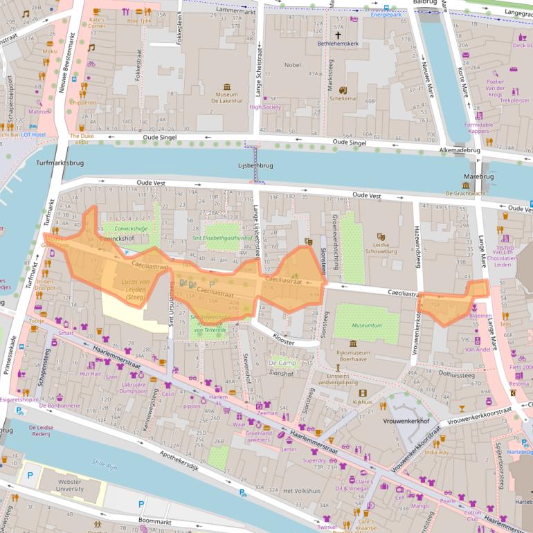 Kaart van postcodegebied 2312XB.