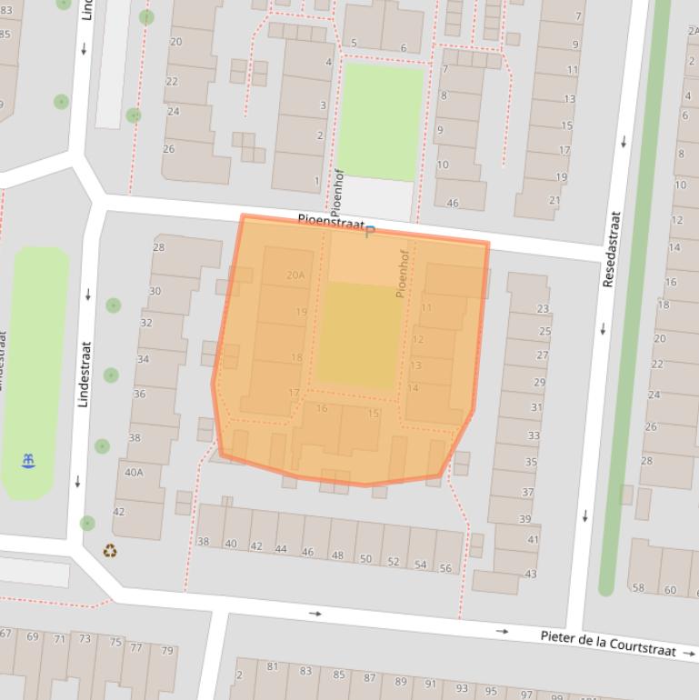 Kaart van postcodegebied 2313DD.