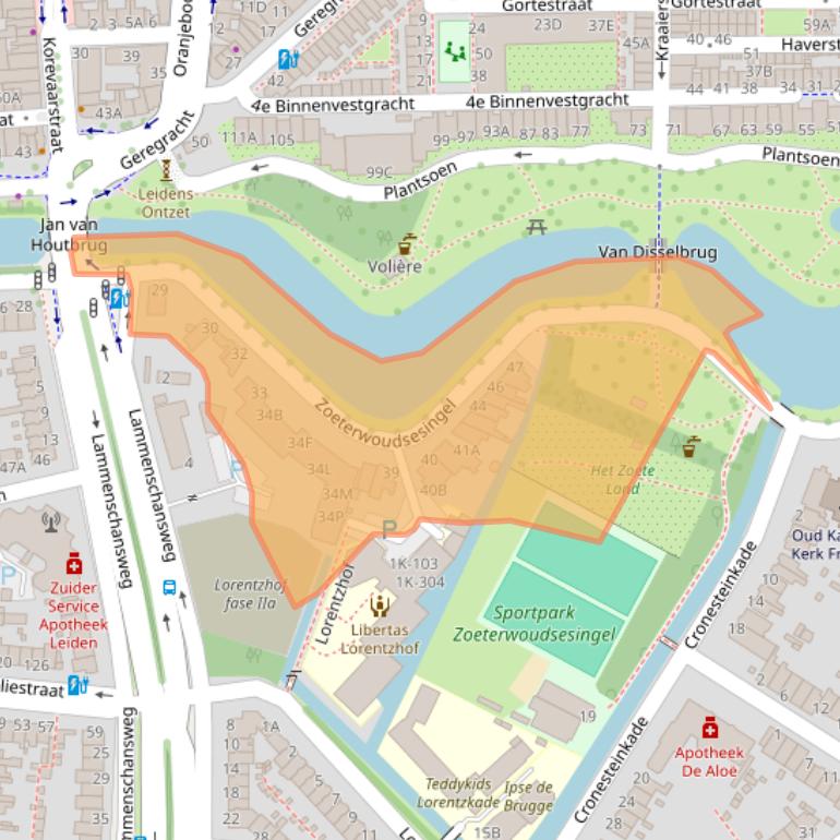 Kaart van postcodegebied 2313EJ.